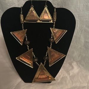 Mixed Metal Artisan Necklace / Earring Set